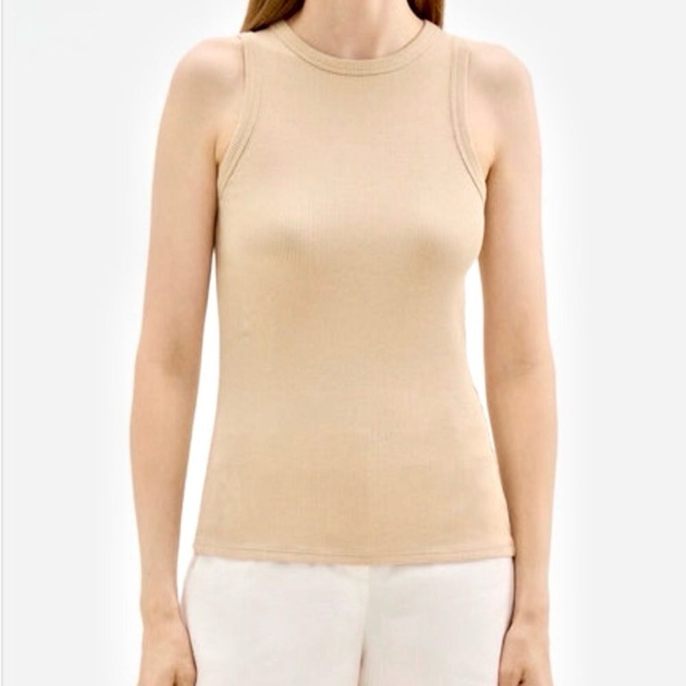 NWT Theory Sand Ribbed Fitted Tank Top in Sand size Medium